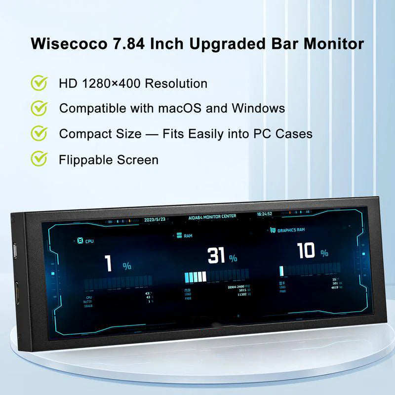 Ultra-Wide Mini Bar Monitor | Expand Desktop Screen