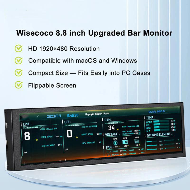 Ultra-Wide Mini Bar Monitor | Expand Desktop Screen