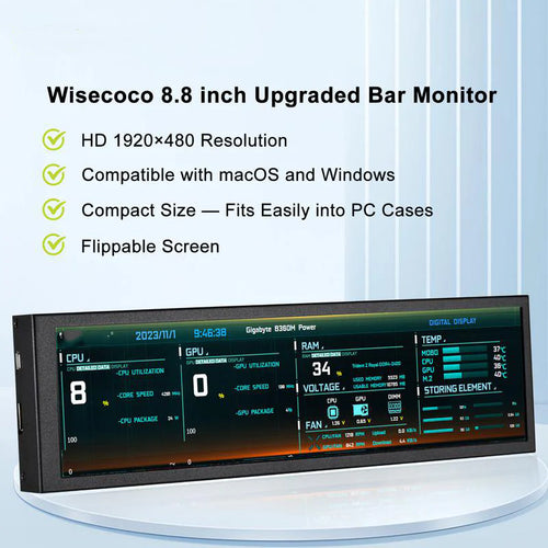 Ultra-Wide Mini Bar Monitor | Expand Desktop Screen