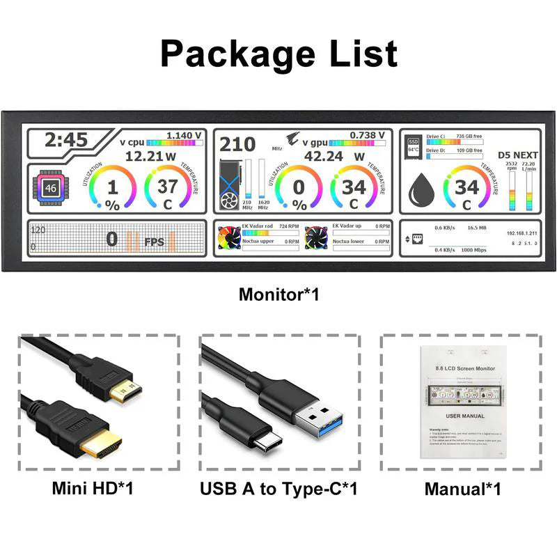 Ultra-Wide Mini Bar Monitor | Expand Desktop Screen